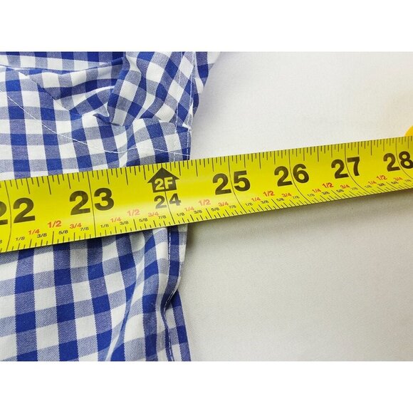 Egara Non Iron Modern Fit Size XLT 17-17.5 Mens Blue White Check Spread Collar - Picture 2 of 9